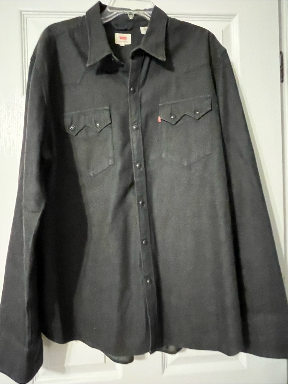 Levi's Black Western Snap Shirt - Men's Classic Long Sleeve pit to pit 24